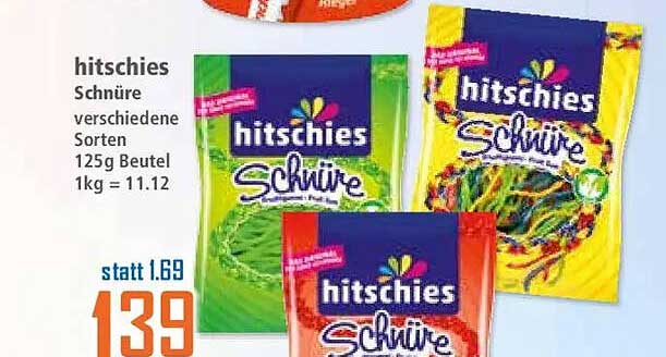 hitschies Schnüre verschiedene Sorten 125 g Beutel 1kg = 11.12