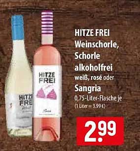 HITZE FREI Weinschorle, alkoholfrei weiß, rosé oder Sangria, 0,75-Liter-Flasche je (1 Liter = 3,99 €)