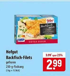 Hofgut Backfisch-Filets gefroren 250-g-Packung
