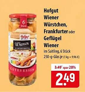 Hofgut Wiener Würstchen, Frankfurter oder Geflügel Wiener