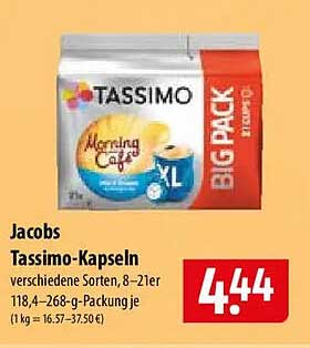 Jacobs Tassimo-Kapseln verschiedene Sorten, 8-12er 118,4 – 268-g-Packung (1 kg = 16,57–37,50 €)