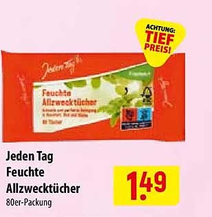 Jeden Tag Feuchte Allzwecktücher 80er-Packung