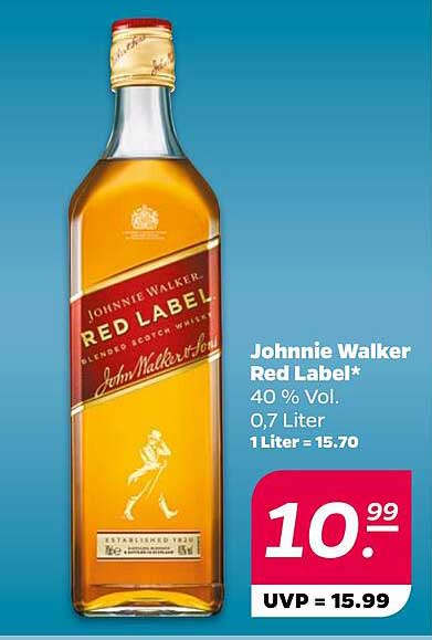 Johnnie Walker Red Label* 40 % Vol. 0,7 Liter 1 Liter = 15.70