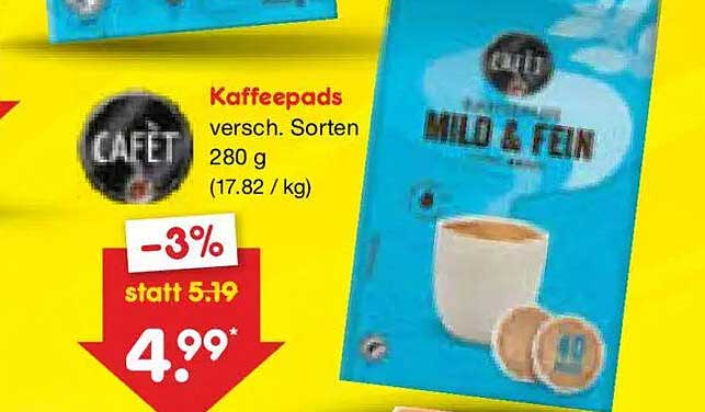 Kaffeepads versch. Sorten 280 g (17.82 / kg)