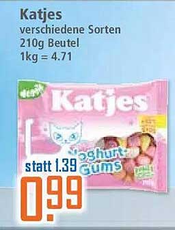 Katjes verschiedene Sorten 210g Beutel 1kg = 4,71
