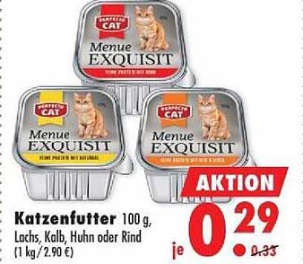 Katzenfutter 100 g, Lachs, Kalb, Huhn oder Rind