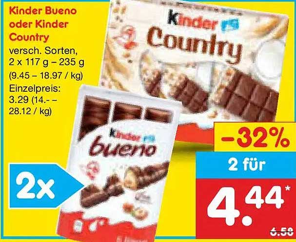 Kinder Bueno oder Kinder Country