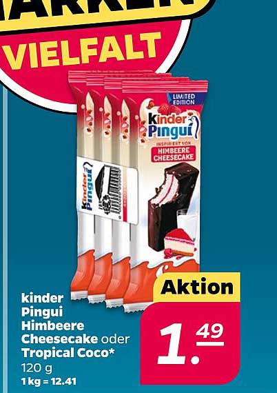 kinder Pinguí Himbeere Cheesecake oder Tropical Coco* 120 g 1 kg = 12.41