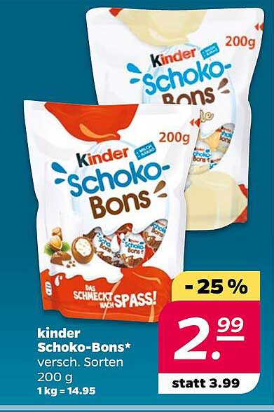 kinder Schoko-Bons* versch. Sorten 200 g