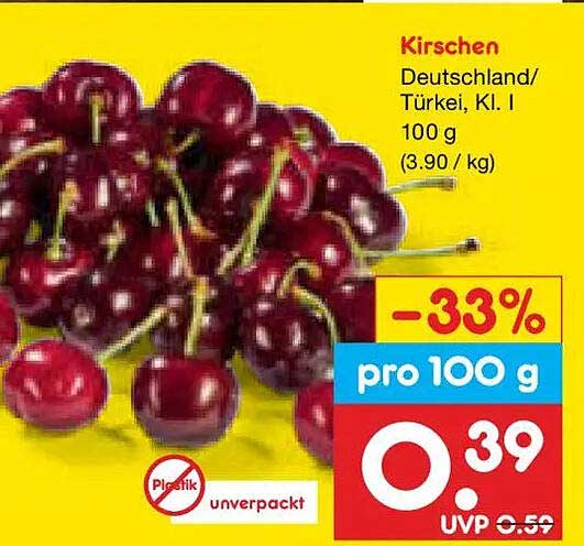 Kirschen Deutschland/Türkei, Kl. I 100 g (3.90 / kg)