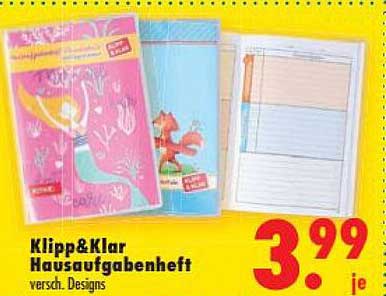 Klipp&Klar Hausaufgabenheft versch. Designs