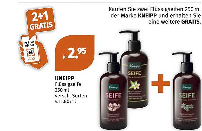 KNEIPP Flüssigseife 250 ml versch. Sorten € 11.80 / 1 l