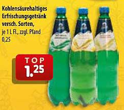 Kohlensäurehaltiges Erfrischungsgetränk versch. Sorten, je 1 l FL, zzgl. Pfand 0,25