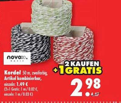 Kordel 50 m, zweifarbig, Artikel kombinierbar