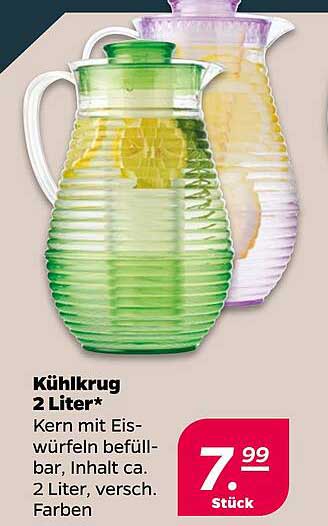 Kühlkrug 2 Liter* Kern mit Eiswürfeln befüllbar, Inhalt ca. 2 Liter, versch. Farben