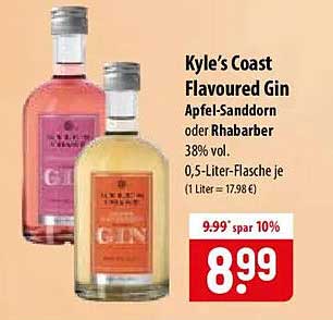 Kyle's Coast Flavoured Gin Apfel-Sanddorn oder Rhabarber
