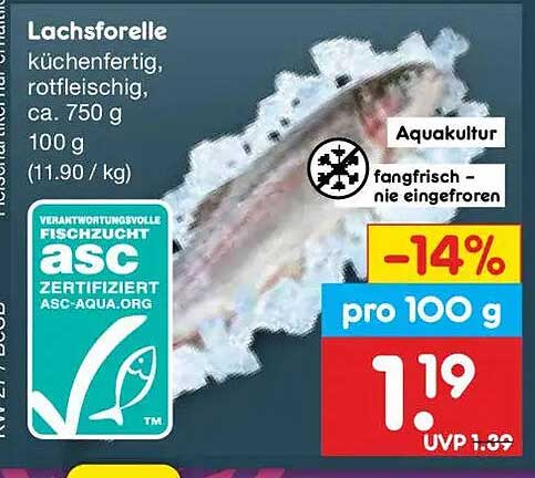 Lachsforelle küchenfertig, rotfleischig, ca. 750 g