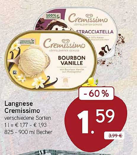 Langnese Cremissimo verschiedene Sorten