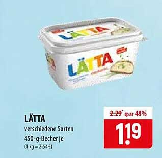 LÄTTA verschiedene Sorten 450-g-Becher je (1 kg = 2.64€)