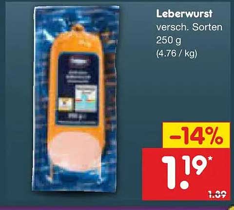 Leberwurst versch. Sorten 250 g (4.76 / kg)