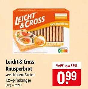 Leicht & Cross Knusperbrot verschiedene Sorten 125-g-Packung je