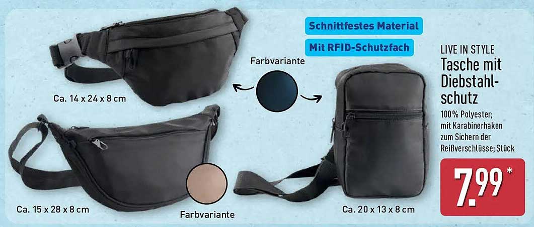 LIVE IN STYLE Tasche mit Diebstahlschutz