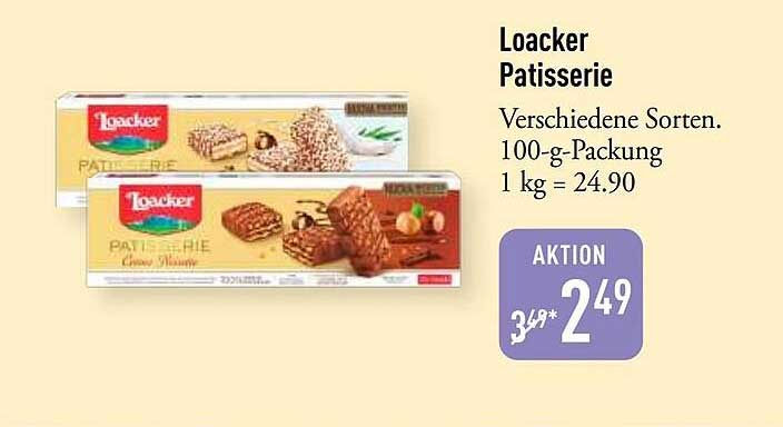 Loacker Patisserie Verschiedene Sorten. 100-g-Packung 1 kg = 24.90