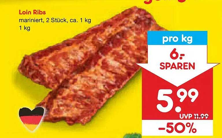 Loin Ribs mariniert, 2 Stück, ca. 1 kg