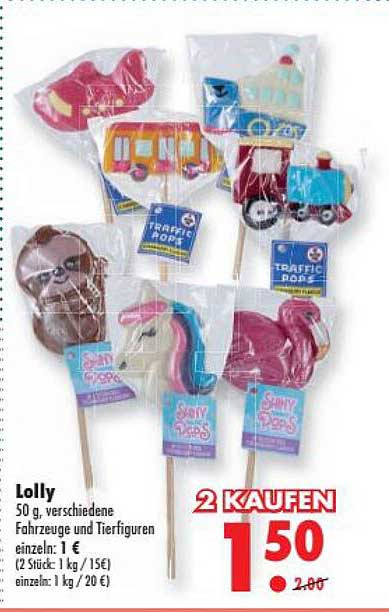 Lolly 50 g, verschiedene Fahrzeuge und Tierfiguren