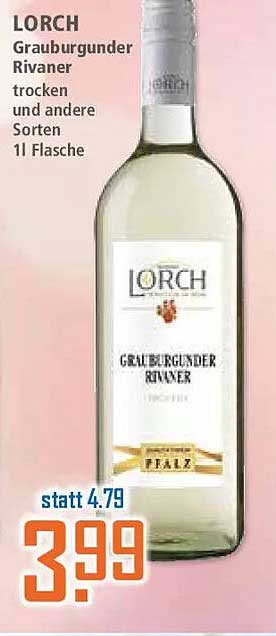 LORCH Grauburgunder Rivaner trocken und andere Sorten 1l Flasche