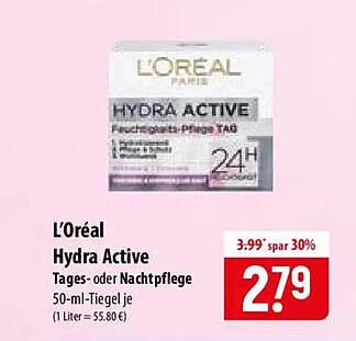 L’Oréal Hydra Active Tages- oder Nachtpflege