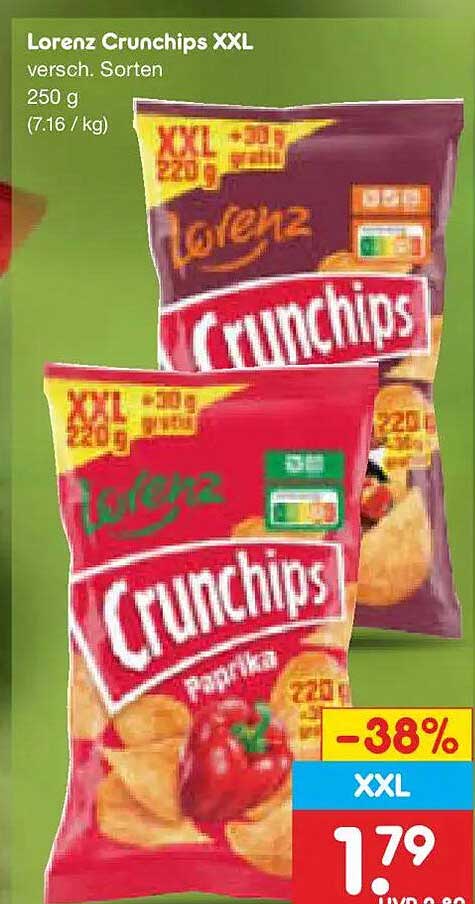 Lorenz Crunchips XXL versch. Sorten 250 g (7.16 / kg)