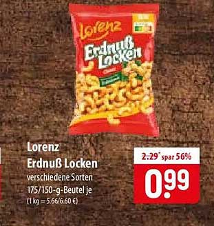 Lorenz Erdnuss Locken verschiedene Sorten 175/150-g-Beutel je