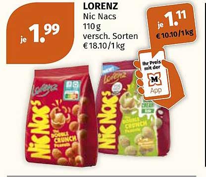 LORENZ Nic Nacs 110 g versch. Sorten € 18.10/1 kg
