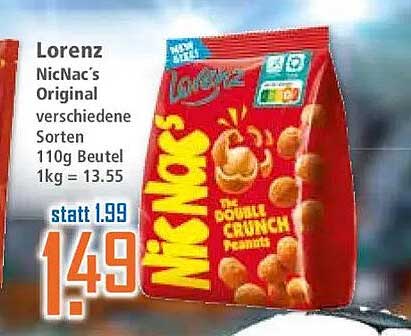 Lorenz NicNac's Original verschiedene Sorten 110g Beutel 1kg = 13.55