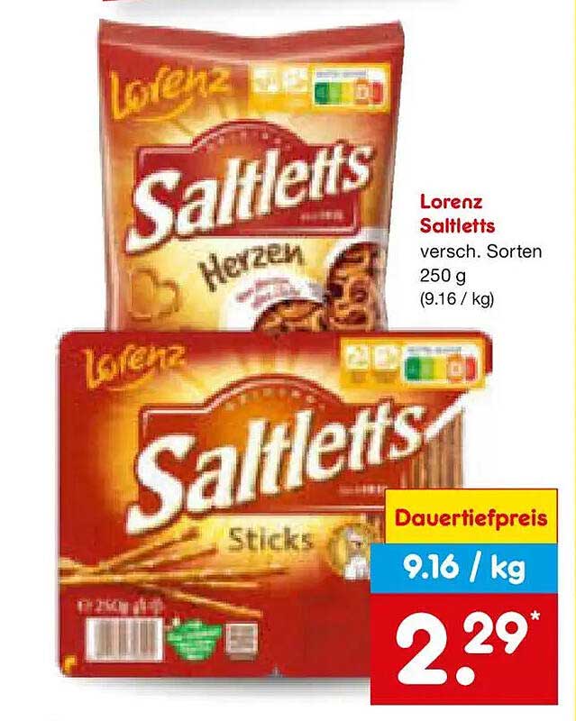 Lorenz Saltletts versch. Sorten 250 g (9.16 / kg)