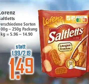 Lorenz Saltletts verschiedene Sorten 200g – 250g Packung