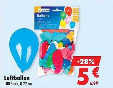Luftballon 100 Stück, Ø 22 cm