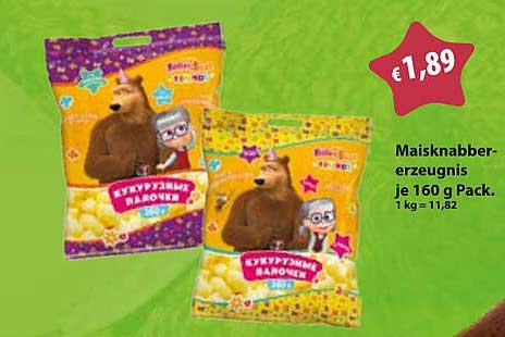 Maisknabber-erzeugnis je 160 g Pack. 1 kg = 11,82