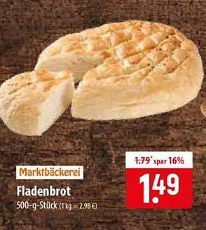 Marktbäckerei Fladenbrot 500-g-Stück (1 kg = 2,98 €)
