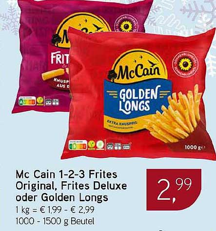 Mc Cain 1-2-3 Frites Original, Frites Deluxe oder Golden Longs