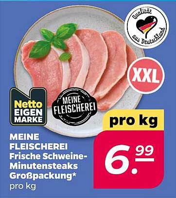 MEINE FLEISCHEREI Frische Schweine-Minutensteaks Großpackung* pro kg