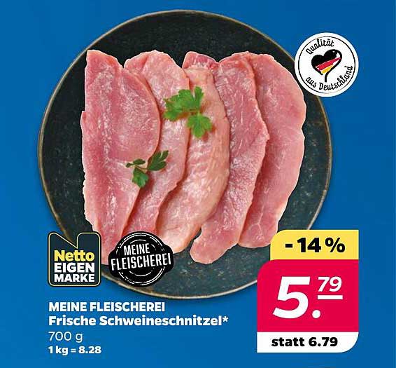 MEINE FLEISCHEREI Frische Schweineschnitzel* 700 g