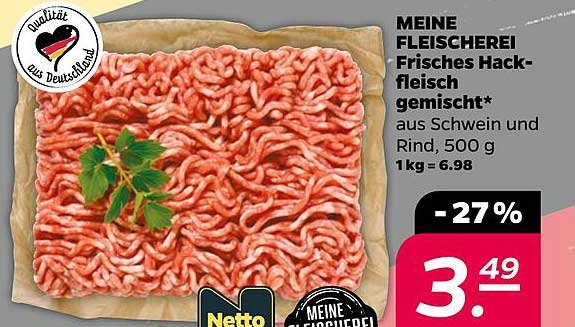 MEINE FLEISCHEREI Frisches Hackfleisch gemischt* aus Schwein und Rind, 500 g