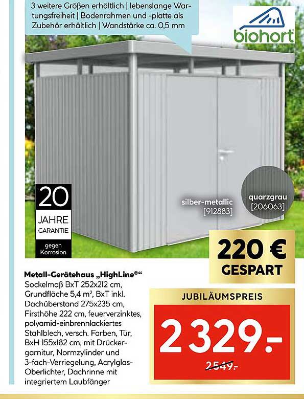 Metall-Gerätehaus „HighLine“