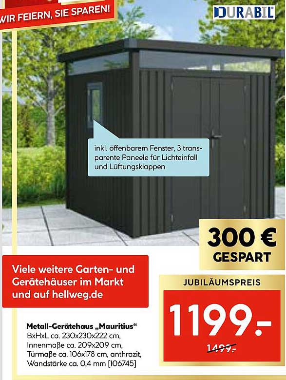 Metall-Gerätehaus „Mauritius“