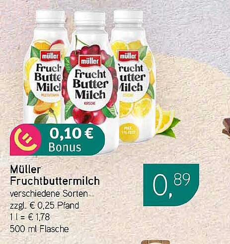 Müller Fruchtbuttermilch verschiedene Sorten