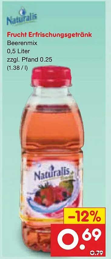 Naturalis Frucht Erfrischungsgetränk Beerenmix 0,5 Liter zzgl. Pfand 0.25 (1.38 / l)