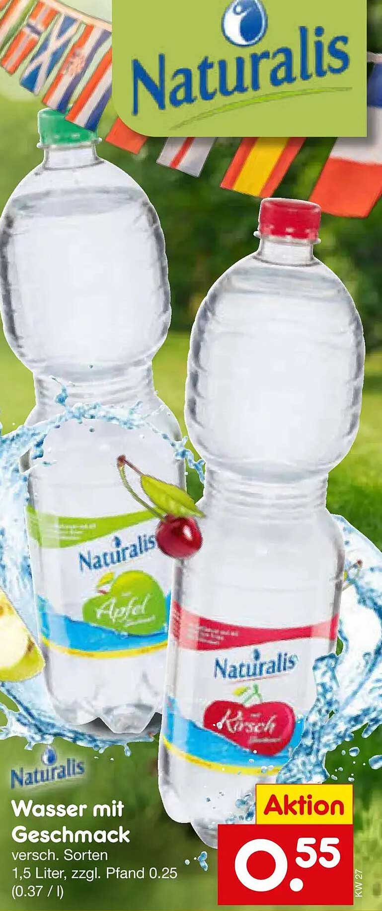 Naturalis Wasser mit Geschmack versch. Sorten 1,5 Liter, zzgl. Pfand 0.25 (0.37 / l)