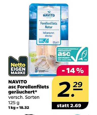 NAVITO asc Forellenfilets geräuchert* versch. Sorten 125 g